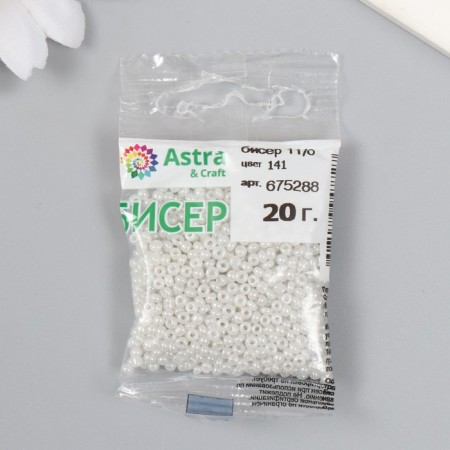 Beads "Astra" 11/0, 20 g (141 white/pearl)-2