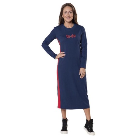 Dress with stripes, size 44, dark blue color