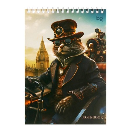 Notepad A5, 40 sheets in a cage on the crest "steampunk", cover covering cardboard, mix-5