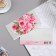 Money envelope "Happy Birthday!" embossing, pink bouquet, 16.5x8.5 cm