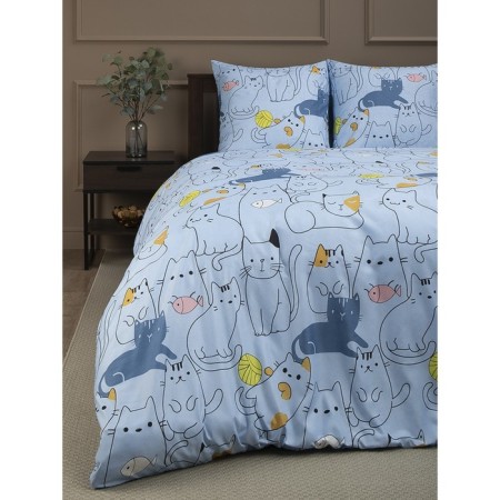 Bed linen 2 joint venture amore mio, size 180x210 cm, 175x215 cm, 70x70 cm - 2 pcs, blue color-1