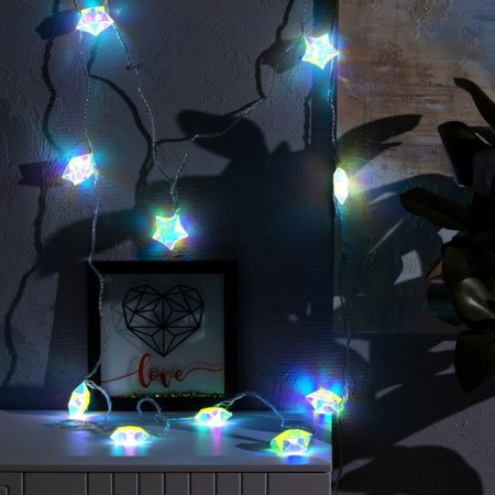 Garland “thread” 2.5 m with nozzles “stars”, IP20, transparent thread, 10 LED, white glow, 220 V-2