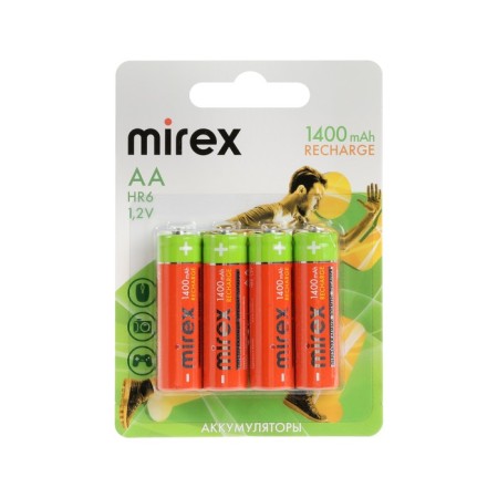 Battery Mirex, Ni-Mh, AA, HR6-4BL, 1.2V, 1400 mAh, blister, 4 pcs.-2