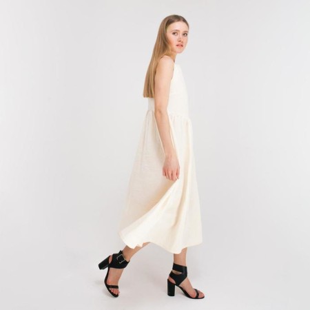 Dress summer female minku: Cotton Collection, Milk color, size 48-1