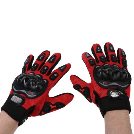 Motorcycle gloves with protective inserts, steam, size L, red