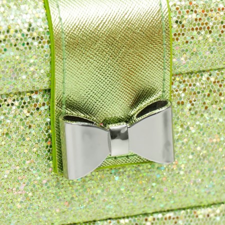 Casket to the leatherette to decorations a chest with a bow "Small squares. Green" 13.5x16.5x23 cm-1