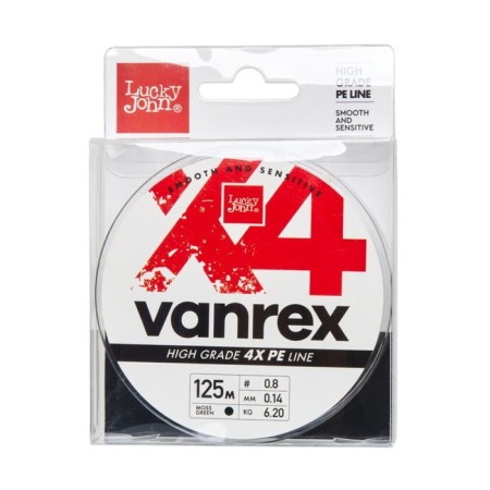 Леска плет. Lucky John Vanrex х4 BRAID Moss Green 125/020-4
