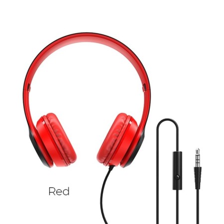 Headphones Borofone Bo5 Star Sound, invoices, microphone, jack 3.5 mm, cable 1.2 m, red-1