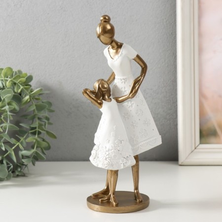 Polystone souvenir "Mom with her daughter, in white dresses with flowers" 9x8.5x23.5 cm