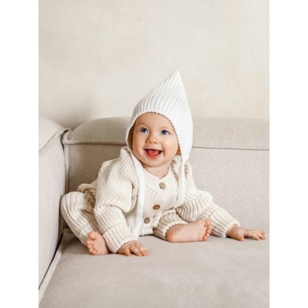 Hat on the ties Children's Amarobaby Pure Love Elf, size 38-40 cm, milk color-1