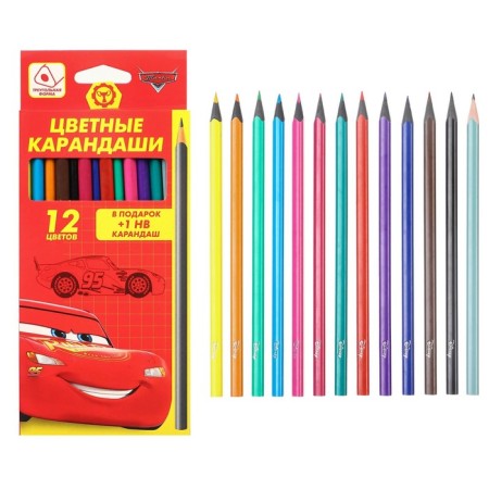 Colored pencils, 12 colors, trihedral, cars-8