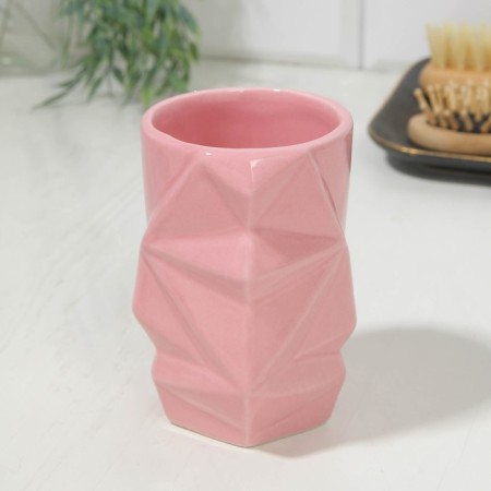 A glass for toothbrushes "Flowers", 11 x 7.5 cm-2