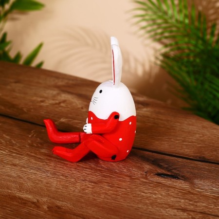 Souvenir "rabbit" hanging paws, wood 20 cm, red-3