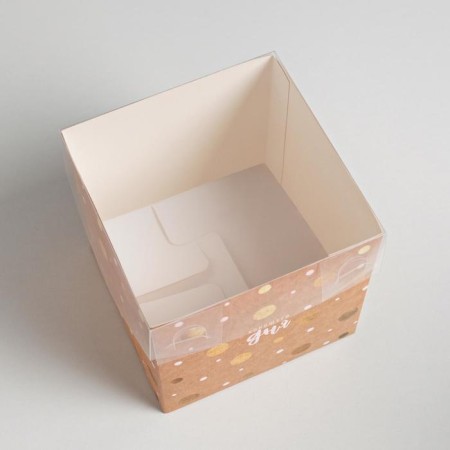 Gift box for flowers with PVC lid, packaging, "good day", 12 x 12 x 12 cm-1