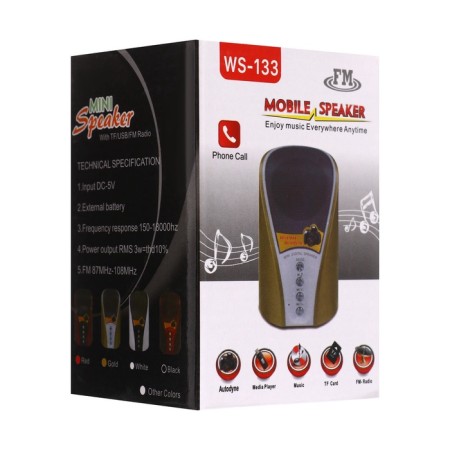 Portable column WS-133, 3 W, Microsd, FM, USB, White-9
