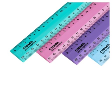 Line 20 cm Istanm, plastic, 2 scales, opaque, pastel colors, euro -suction, mix-2
