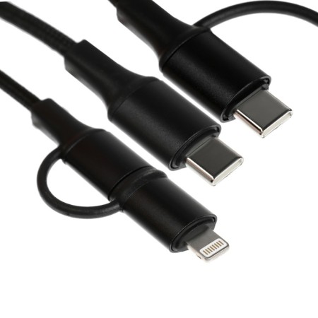 Cable 2 in 1, Type-C-Type-C/Lightning, 60 W, 3 A, Fabric Fabric, 1 meter, black