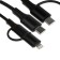 Cable 2 in 1, Type-C-Type-C/Lightning, 60 W, 3 A, Fabric Fabric, 1 meter, black