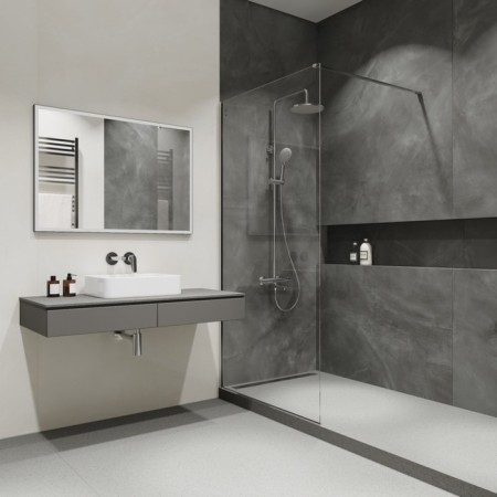 Shower system IDDIS Torr Torsbbti06-S, thermostat, tropical shower, chrome-1