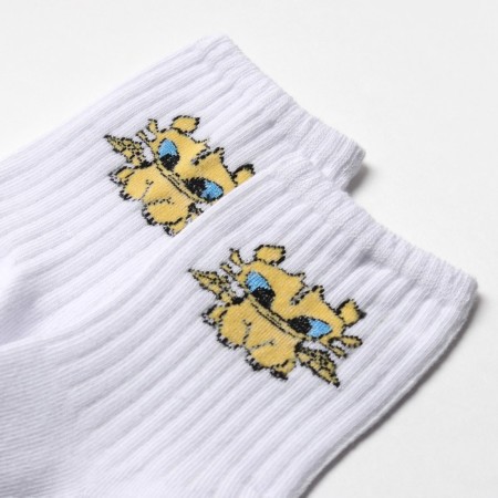 Socks, white/yellow dragon, size 22-24-1