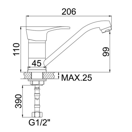 ACCOONA A4261 kitchen mixer, one -leaf, with nut, silumin, chrome-4
