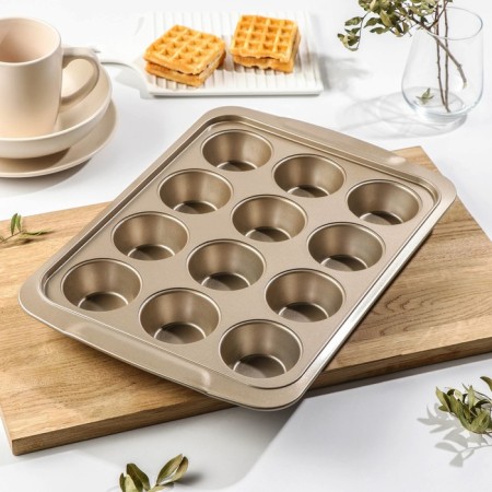 The form for baking the share "Jacqueline. Circle ", 40 × 28 × 4 cm, 12 cells, anti -stick coating, gold color