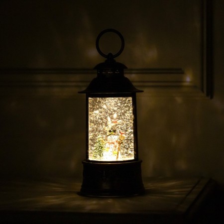 LED figure "Lantern with a snowman" 11 × 21 × 11 cm, plastic, AAX3 batteries (not in the kit), USB, glow warm white-4