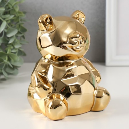 Piggy bank Ceramics "Bear 3D Branch" gold 11x9.5x14.3 cm-1