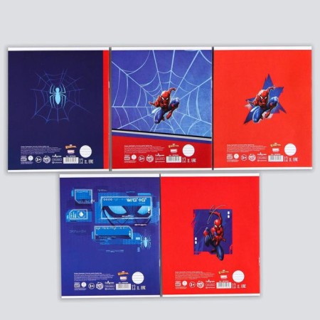 Notebook in a ruler of 12 sheets, 5 types of mix, cover coated cardboard, spider-man-3