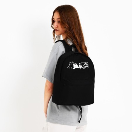 Backpack school textile "anime", with a pocket, 27x11x37, black color-5