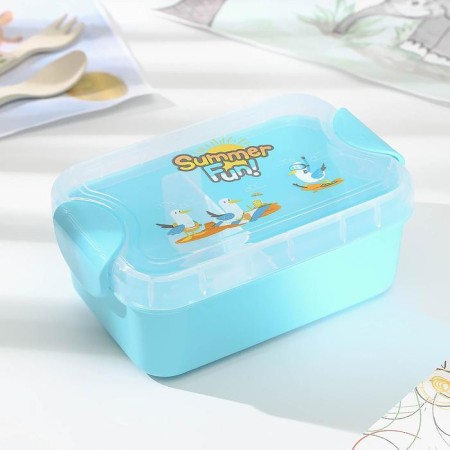 Lancer-Box Plastic with a spoon "Fun", 17.5 × 11.5 × 5 cm, 2 compartments, rectangular, color mix-5