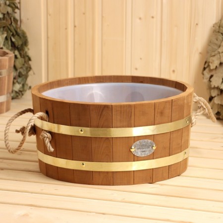 Gang 10 liters with a plastic insert, rope handles, brass hoop of thermo linden-1