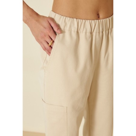 Women's pants on elastic band Eliseeva Olesya, size 54, beige color-4