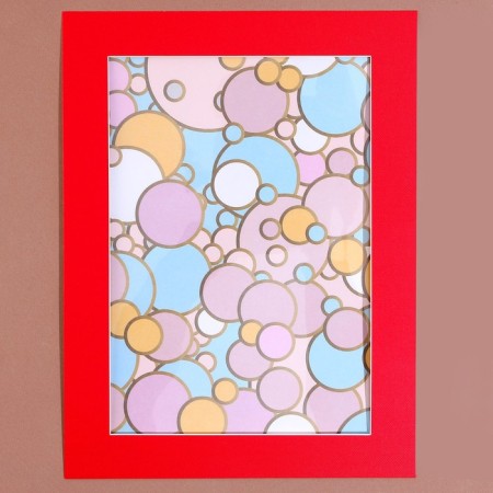 Paspartt frame size 35 × 26 cm, transparent sheet, adhesive tape, red color-3