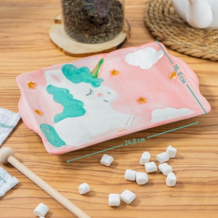 Ceramic rectangular "unicorn", 24.8 × 16.8 cm, colorful color-3
