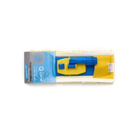 Nozzle for mop, flat microfiber, yellow/white color, 40 cm, set with a holder-1