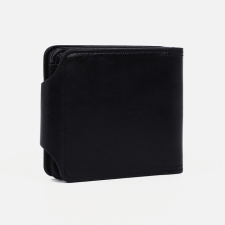 Male purse for magnet, department for bills, for maps, for coins, black color-1