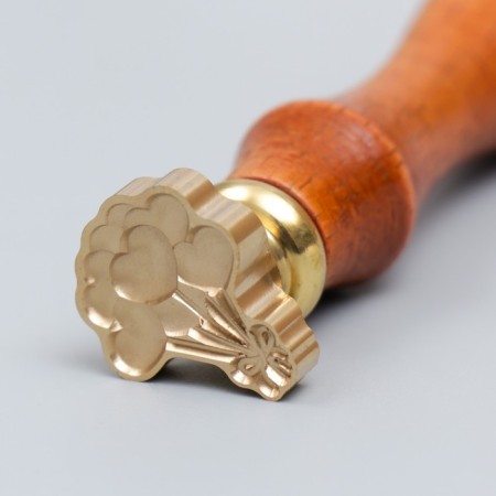 Printing a curly for a wax with a wooden handle "Bueau of Serdechk balls" Print- 2.4x2 cm, handle 8.2-3