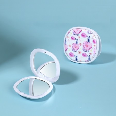 Folding mirror "bottles", 7.5 × 7.5 cm, pink/purple color-1