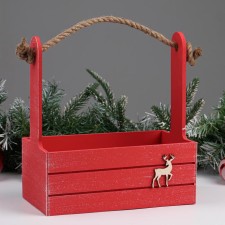 New Year. Kashpo wooden 25x15x30 cm 