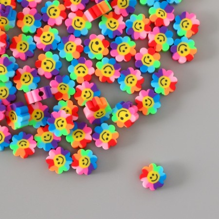 Rubber figured beads "Sunflower with emoticons" mix. 500 pcs.-2