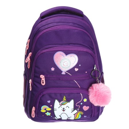 School backpack, 39 x 30 x 20 cm, Grizzly, ergonomic back, + keychain, purple-2
