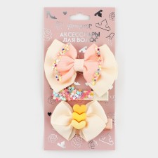 A set of hair hairpins 3 pcs, bow, princesses