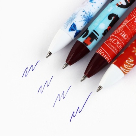 Automatic matte handle "Happy New Year!", Mix, blue paste 0.7 mm-3