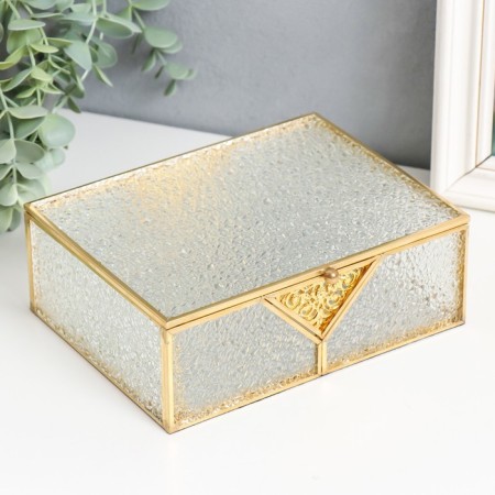 Casket Glass with a metal frame "Openwork insert. Drops" 18.5x14x6.5 cm