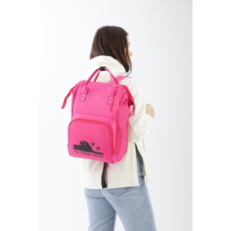 School textile Backpack "You are such a cat", with a pocket, 25x13x38, pink-9