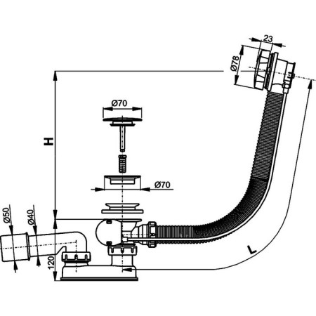 Alcaplast A55KM bath siphon, machine, set, metal-1