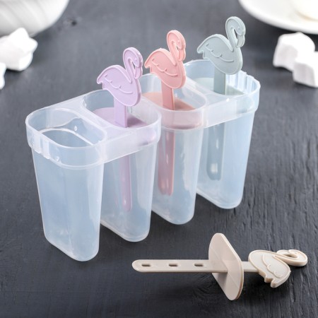 Flamingo ice cream form, 14.5 × 12 × 5.5 cm, 4 cells, color mix-1