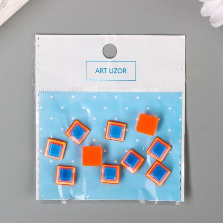 Decor for creativity plastic "Striped pyramids" Orange-blue set 10 pcs 1.1x1.1 cm-3