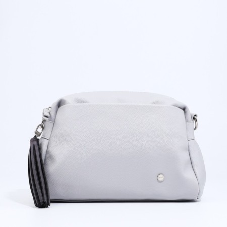 Richet Cross-Body bag, external pocket, 2 long belts, gray color.